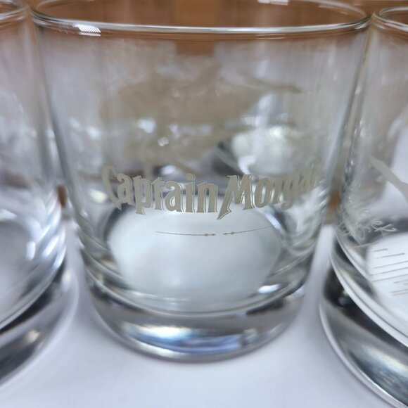 Captain Morgan Rock Glasses Etched Design of Humpback Whales Set of 5 Cocktail - Picture 6 of 9